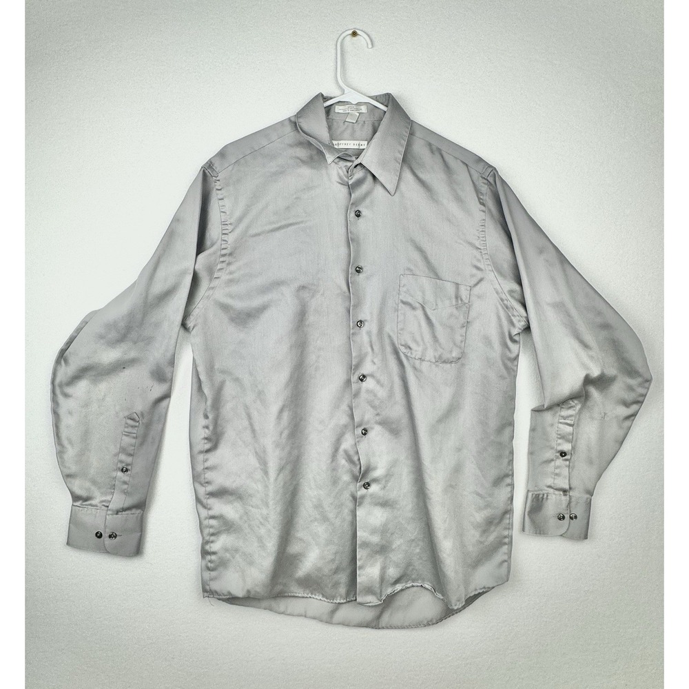 Geoffrey Beene Sateen Long Sleeve Collard Shirt Gray Size Large 16.5 34/35